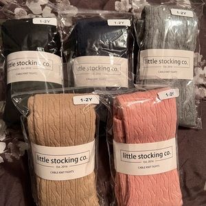 Bundle of 5 Little Stocking Co. Cable Knit Tights